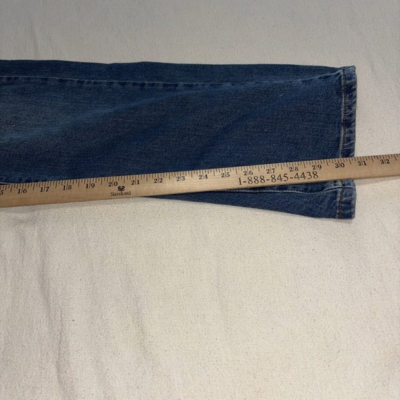 Levis Blue Distressed Low Rise Flare Leg Denim Jeans Pants Y2K Sz 9M JR VTG - Picture 6 of 9